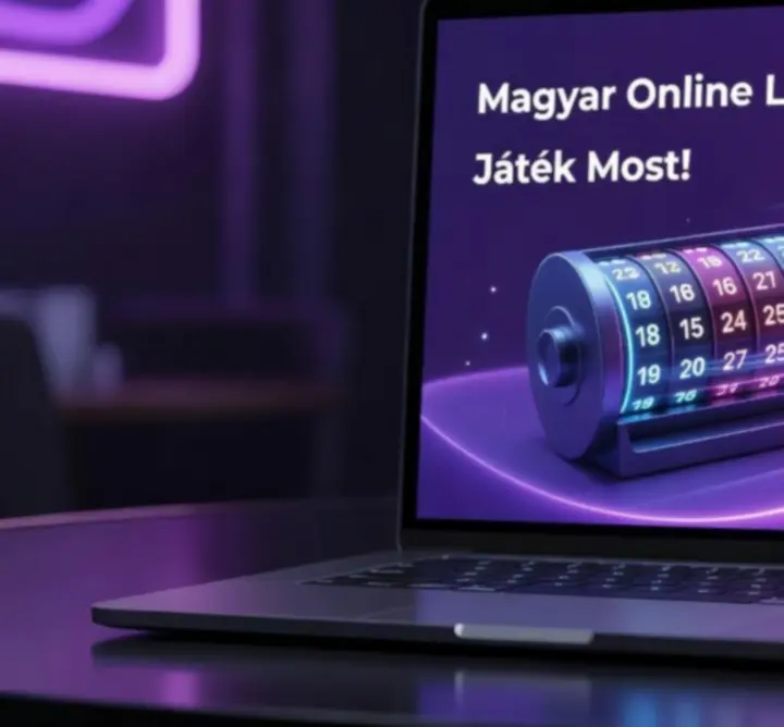 Magyar online számlottó és számpörgető játék neon stílusban