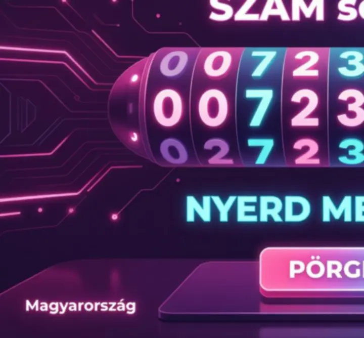 Élő számpörgető játék felülete neon dizájnnal