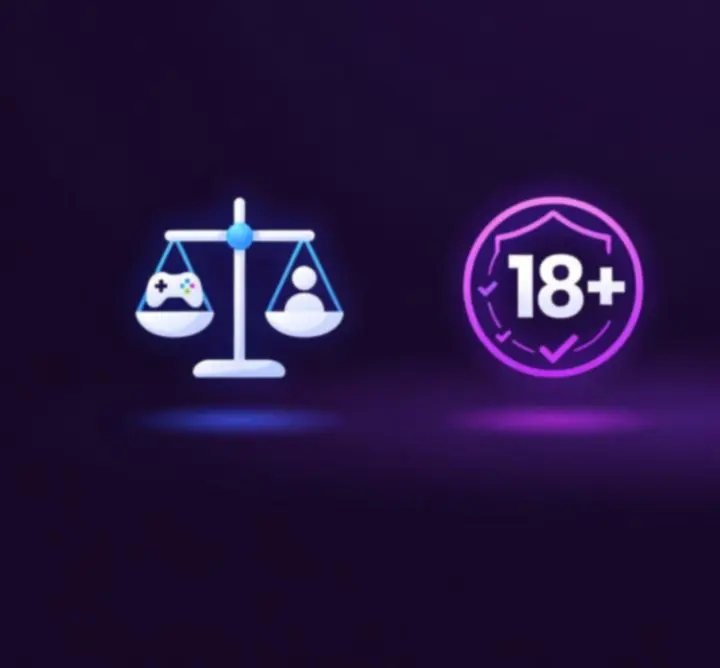 Felelős játékot szimbolizáló sötét ikonok